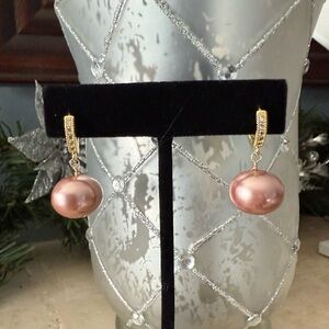 Handcrafted Gold & Pink Pearl Drop Earrings